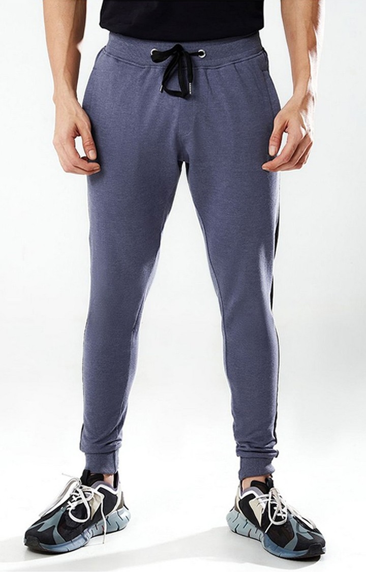 Men's  Grey Cotton Solid Activewear Joggers