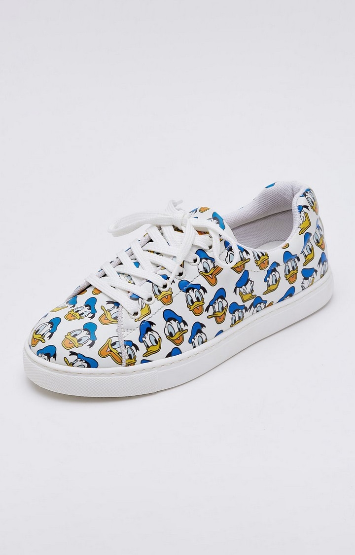 Women's Donald Duck: Happy Feet White Casual Lace-ups