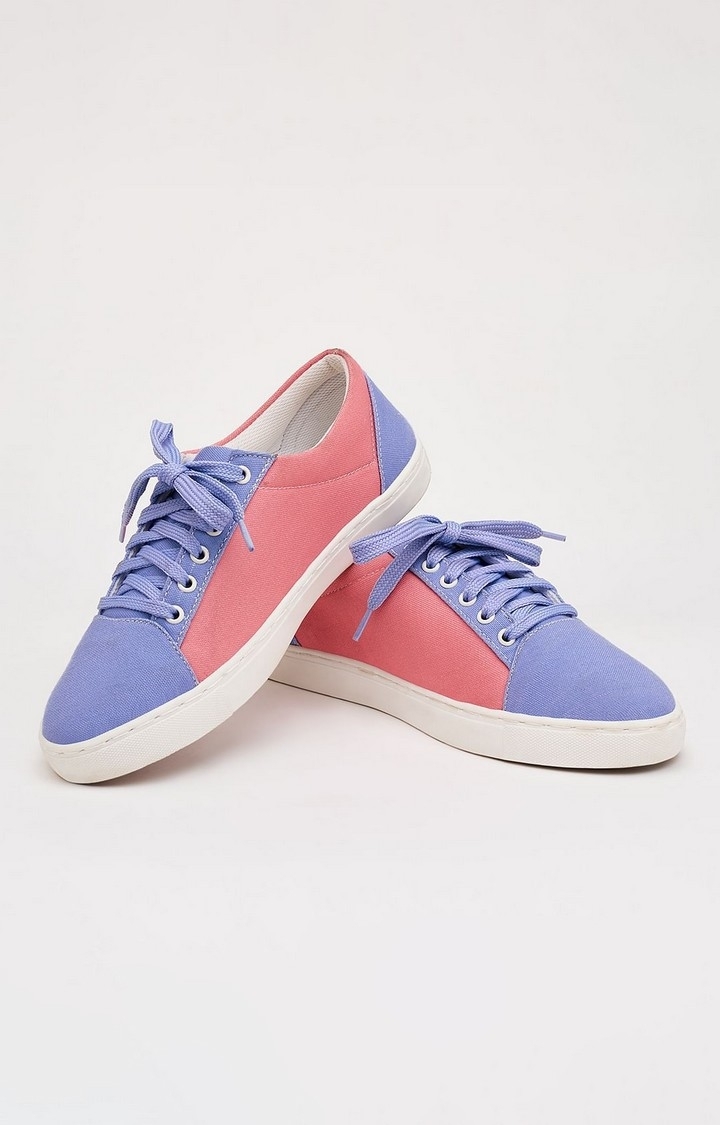 The Souled Store | Women's Peach Pink & Purple Colourblock Casual Lace-ups