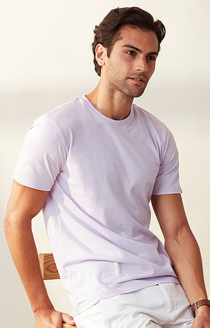 The Souled Store | Men's Purple Solid Regular T-Shirt