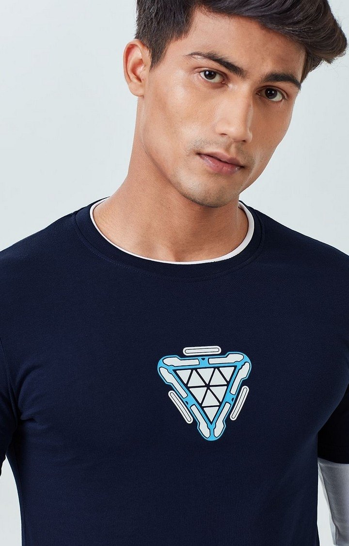 Men's Iron Man: Arc Reactor Elemental (Glow in the Dark) Blue Printed Regular T-Shirt