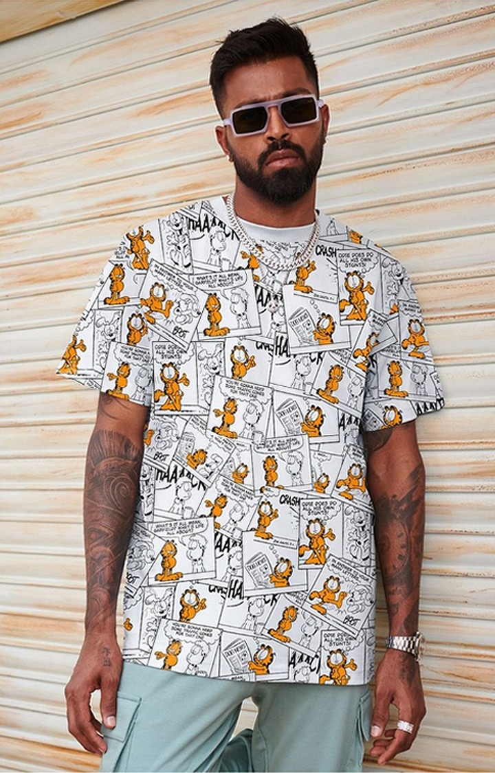 Men's Garfield: Comics White Printed Regular T-Shirt