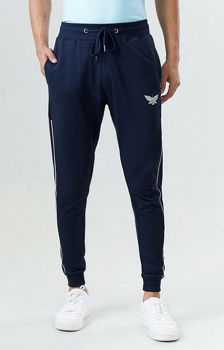 Men's LSG Official Powerplay Joggers Navy Blue PolyCotton Solid Activewear Joggers