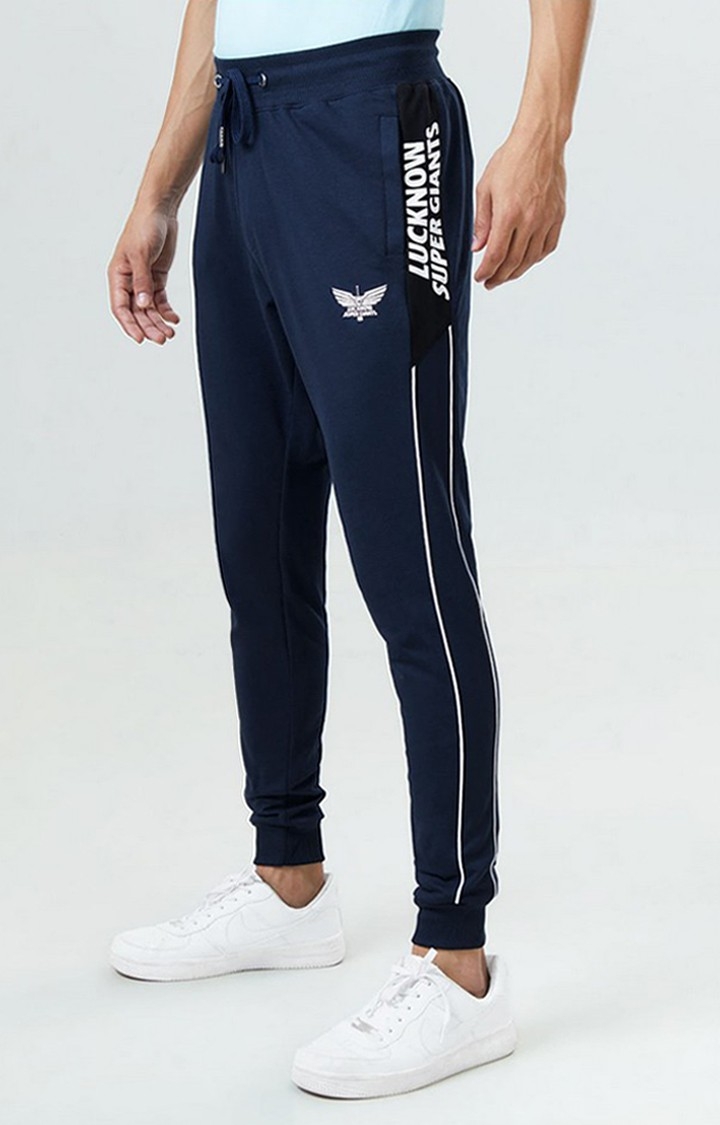 Men's LSG Official Powerplay Joggers Navy Blue PolyCotton Solid Activewear Joggers
