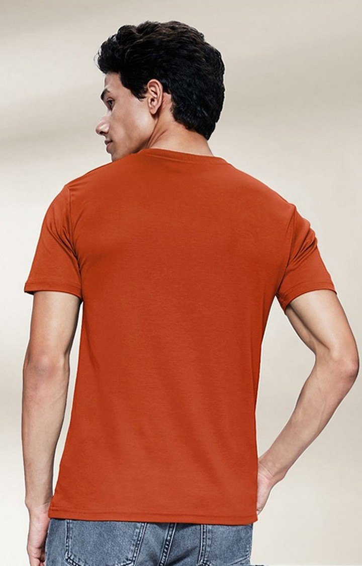 Men's Orange Solid Regular T-Shirt