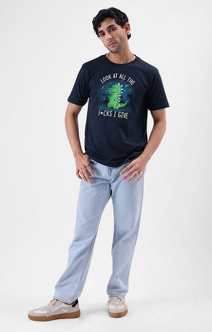 Men's TSS Originals: No F**ks To Give Blue Printed Regular T-Shirt