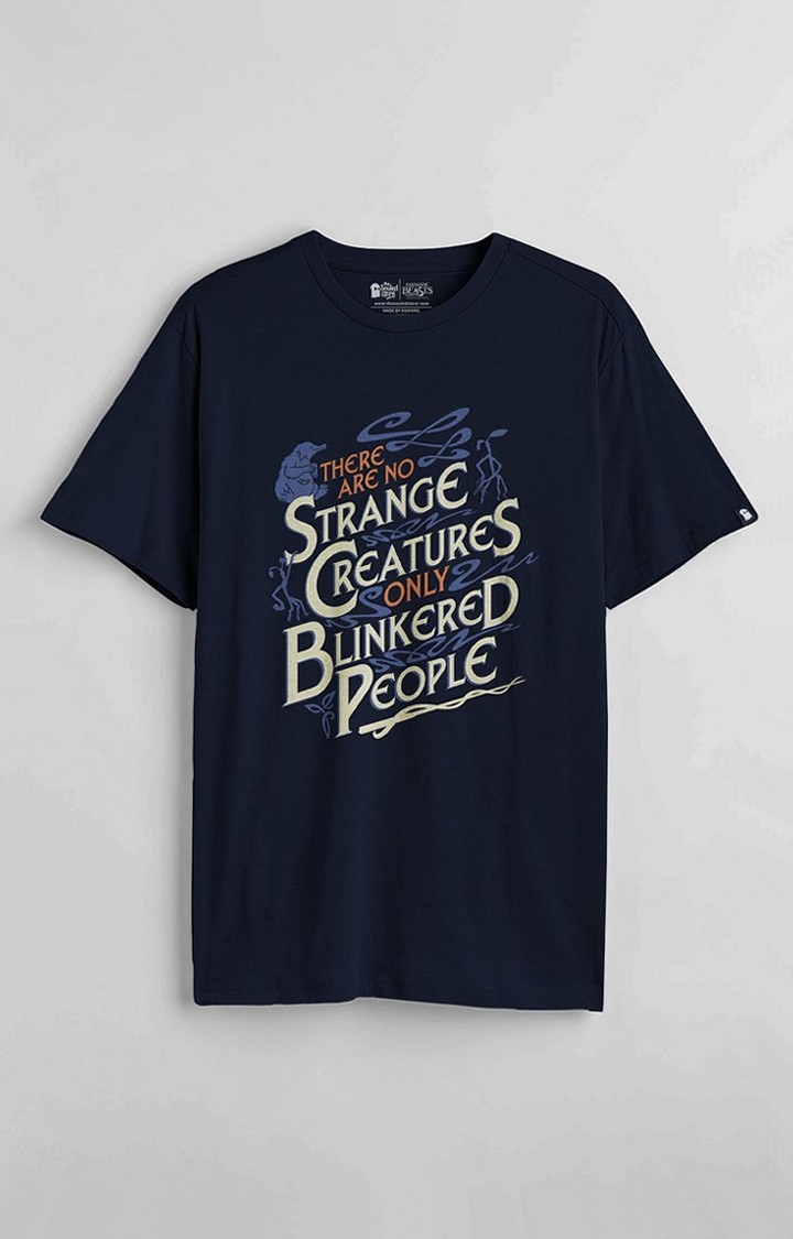 The Souled Store | Men's Fantastic Beasts: No Strange Creatures Blue Printed Regular T-Shirt