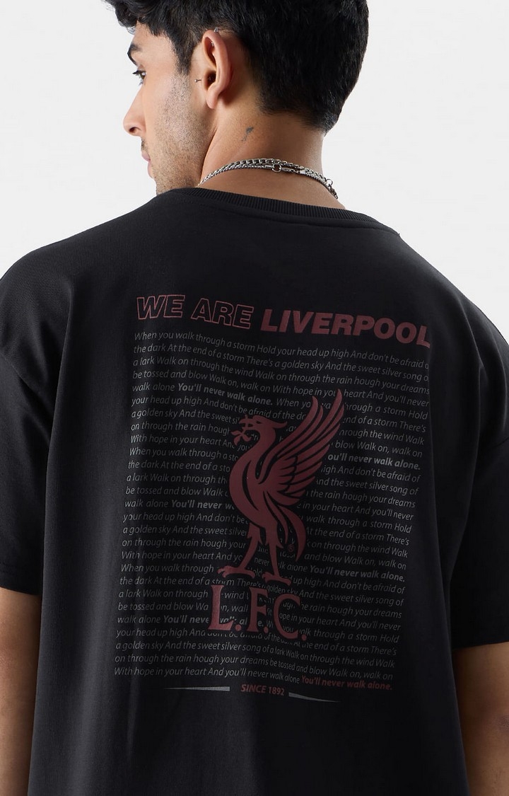 The Souled Store | Men's Liverpool FC: We Are Liverpool Black Printed Oversized T-Shirt