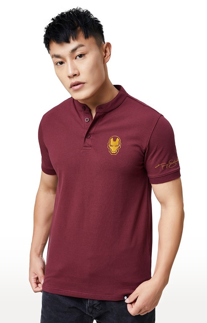 Men's Official Iron Man Tony Stark Mandarin Regular T-Shirt