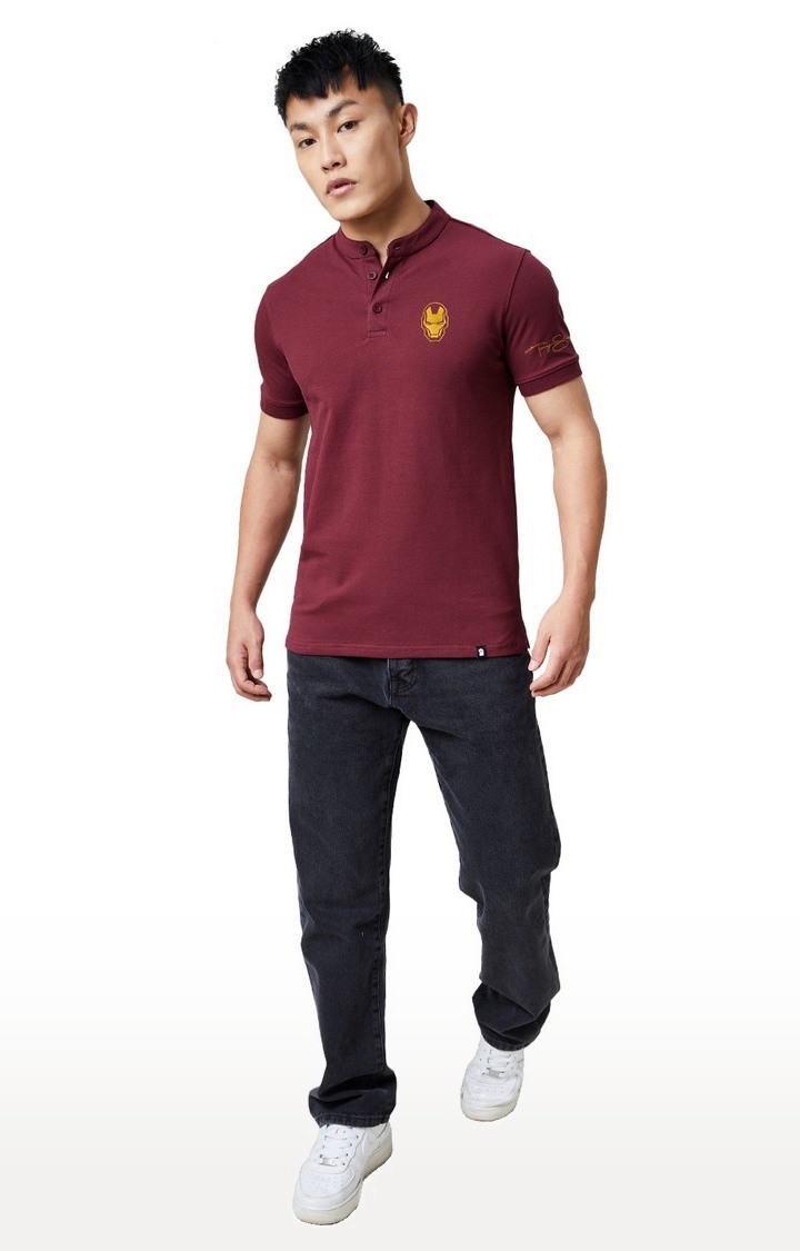 Men's Official Iron Man Tony Stark Mandarin Regular T-Shirt