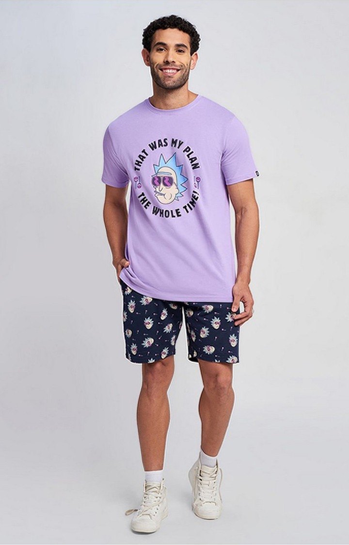Men's Rick And Morty: The Plan Purple Printed Co-ords