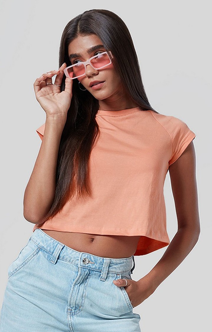 Women's Pink Solid Crop Top