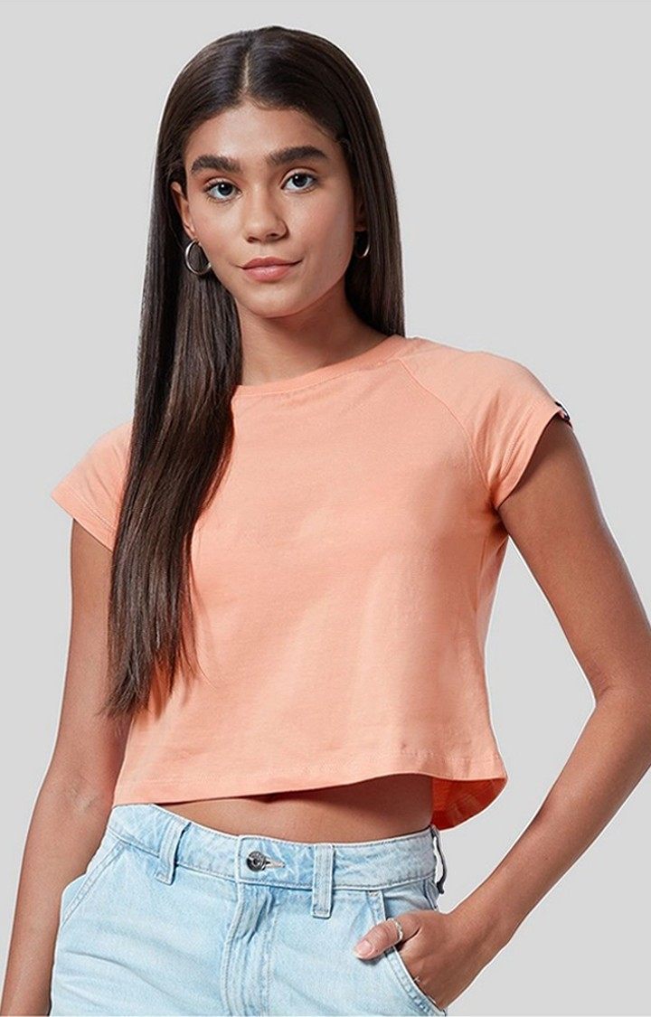 Women's Pink Solid Crop Top