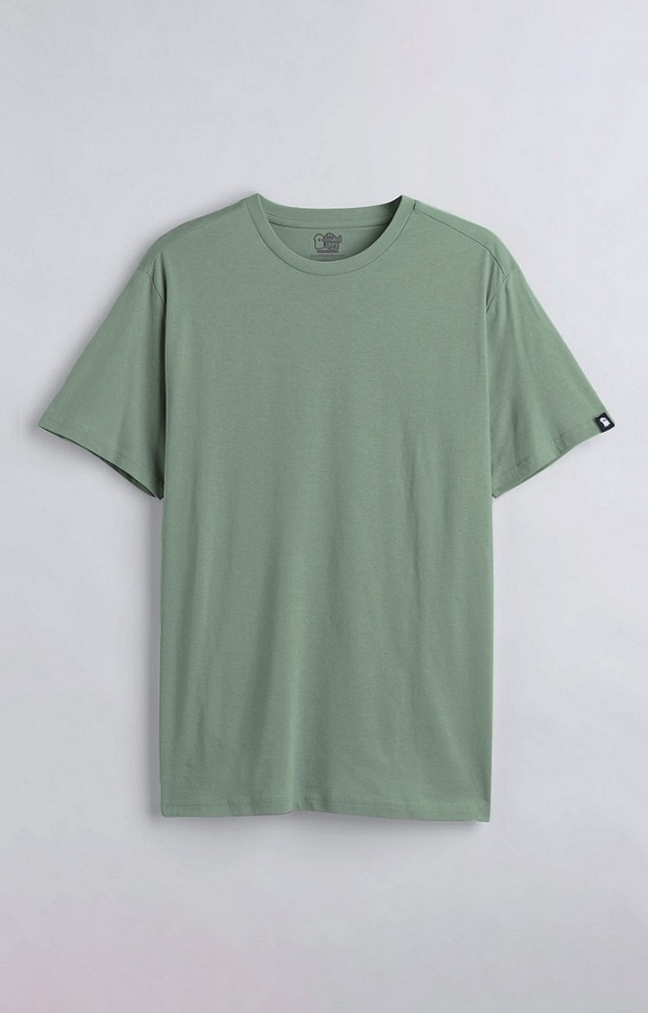 Men's Green Solid Regular T-Shirt