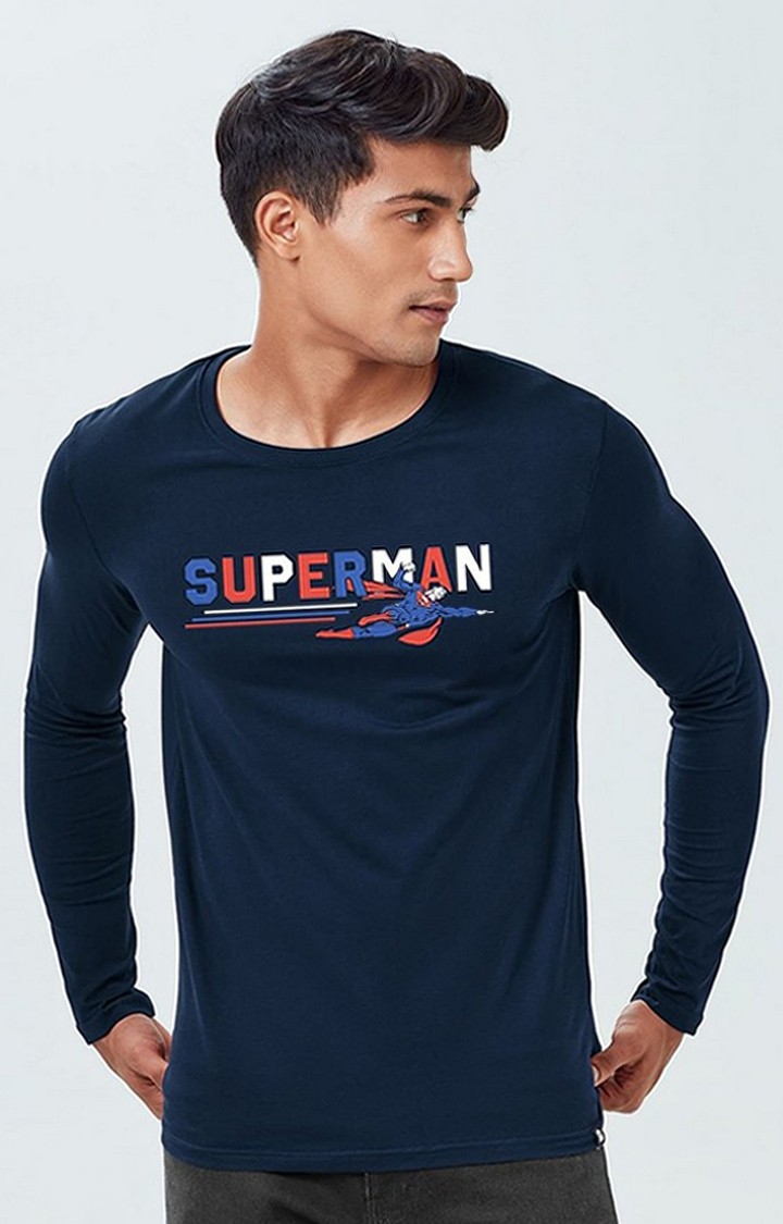 The Souled Store | Men's Superman: Flying High Blue Printed Regular T-Shirt