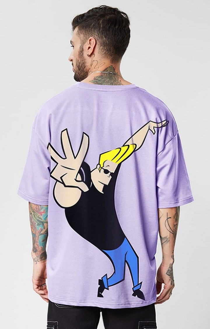 The Souled Store | Men's Johnny Bravo: Mr Handsome Purple Printed Oversized T-Shirt