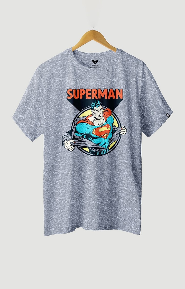 Men's Superman: Alter Ego Grey Printed Regular T-Shirt