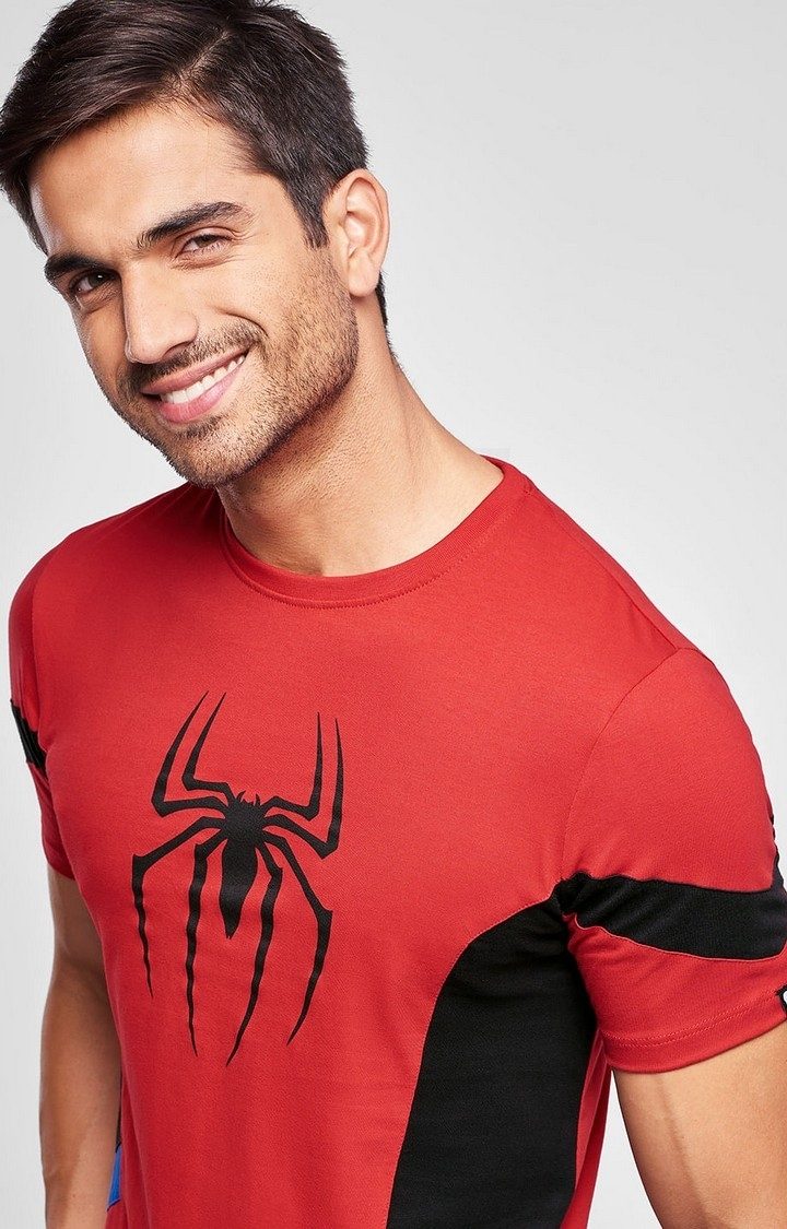 Men's Spider-Man: Spider-Sense Alert Red Printed Regular T-Shirt