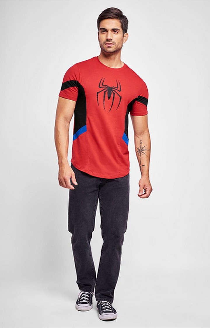 Men's Spider-Man: Spider-Sense Alert Red Printed Regular T-Shirt