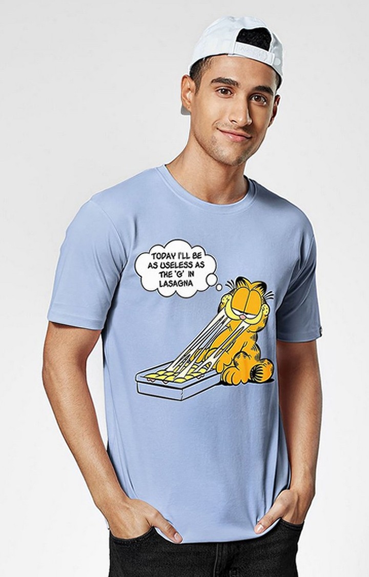 The Souled Store | Men's Garfield: Lasagna Blue Printed Regular T-Shirt