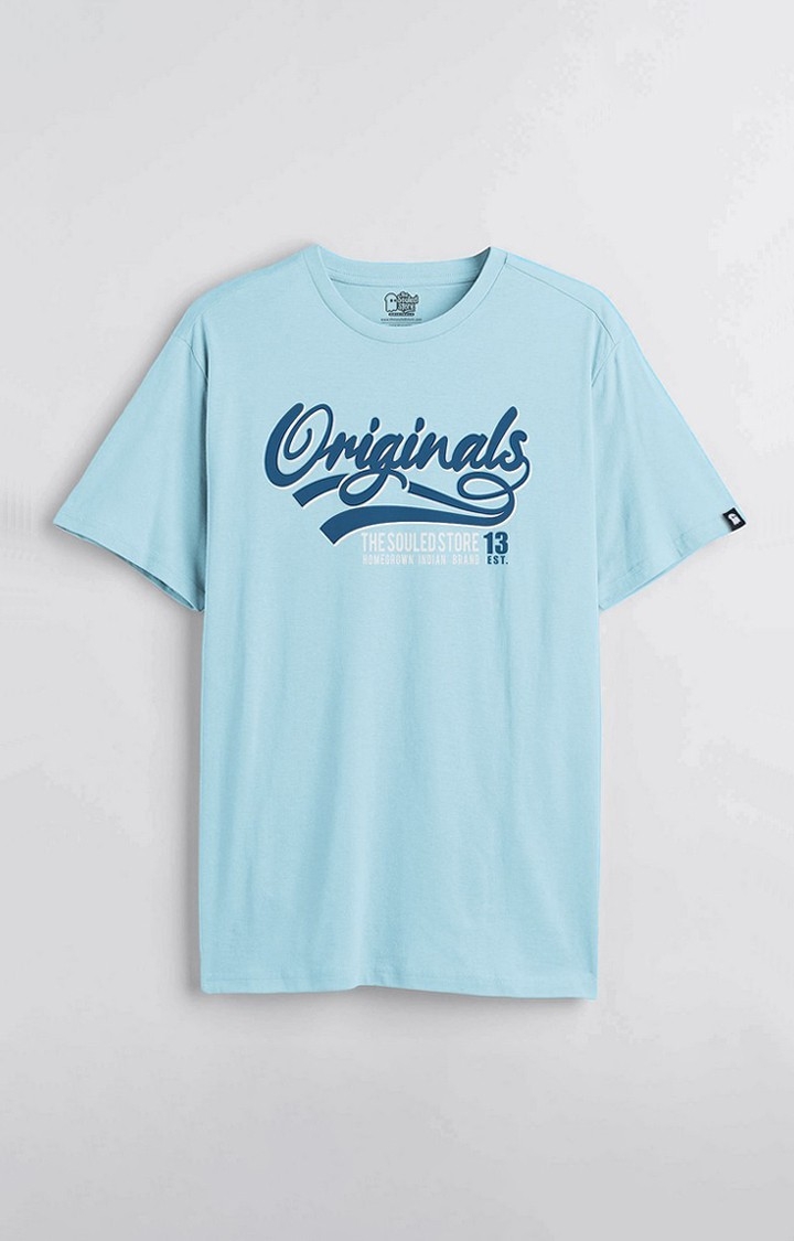 Men's TSS Originals: True Fans Blue Typographic Printed Regular T-Shirt