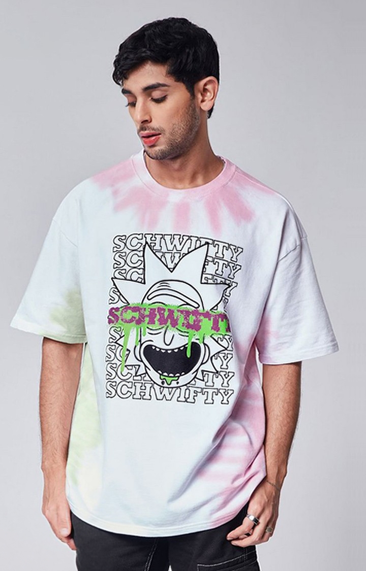 The Souled Store | Men's Rick And Morty: Schwifty Multicolour Tie Dye Printed Oversized T-Shirt