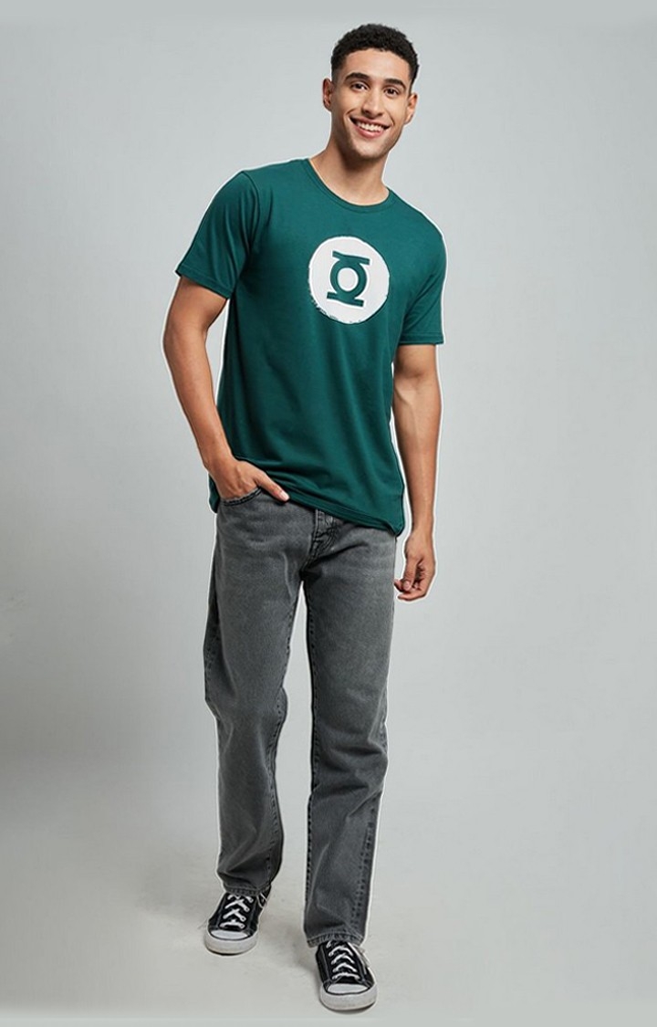 Men's Green Lantern: Logo Green Printed Regular T-Shirt