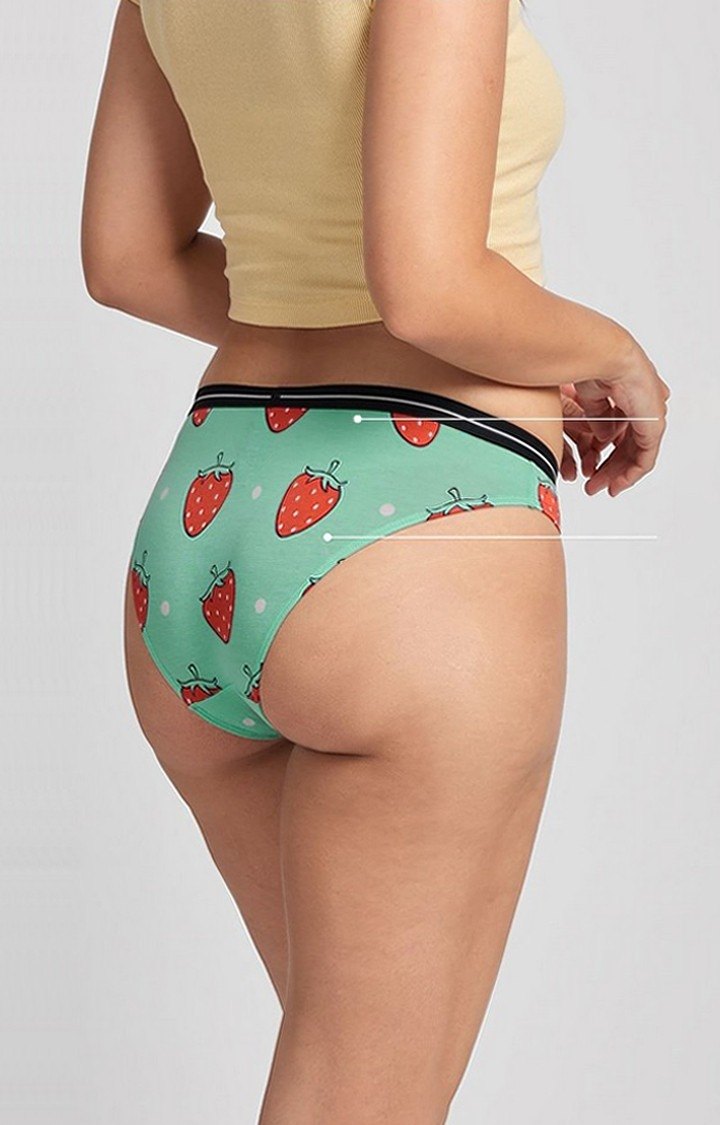 Women's Light Blue Sparkling Strawberries Panties