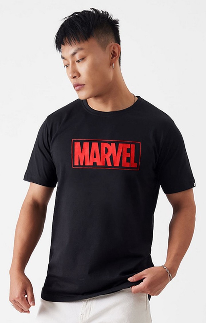 The Souled Store | Men's Marvel: MCU Heroes Black Printed Regular T-Shirt