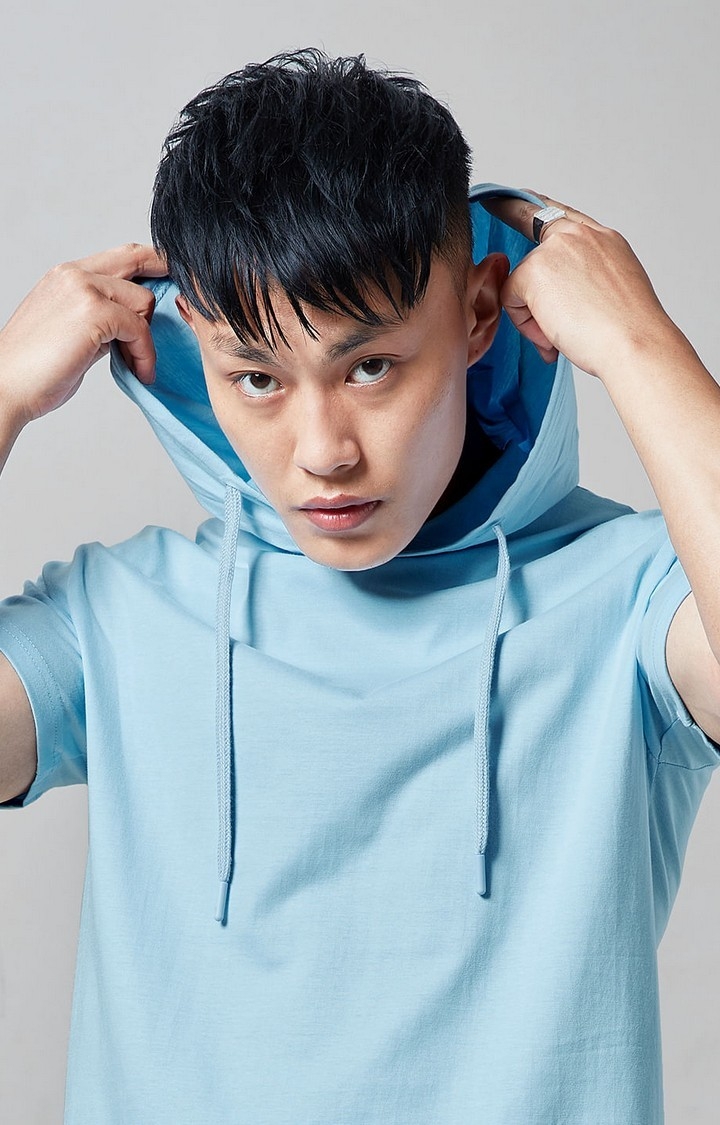 Men's Blue Solid Hoodies