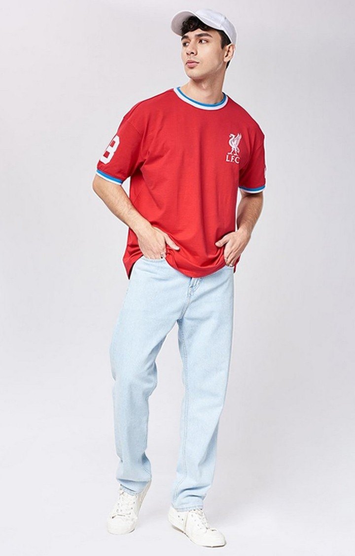 Men's Liverpool FC: 1892 Red Printed Oversized T-Shirt