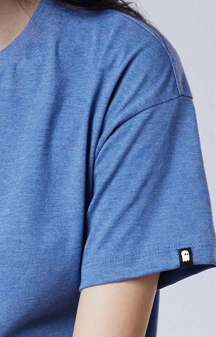 Women's Blue Solid Crop Top
