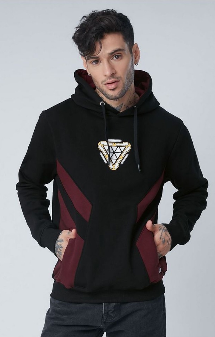 Men's Iron Man: Power Suit Black Printed Hoodies