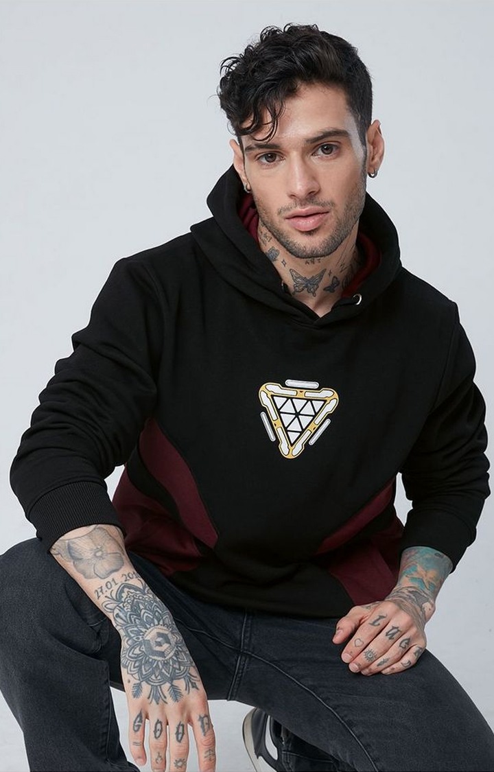 Men's Iron Man: Power Suit Black Printed Hoodies