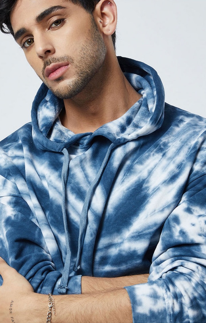 Men's Sapphire Swirl Blue Tie Dye Printed Hoodies