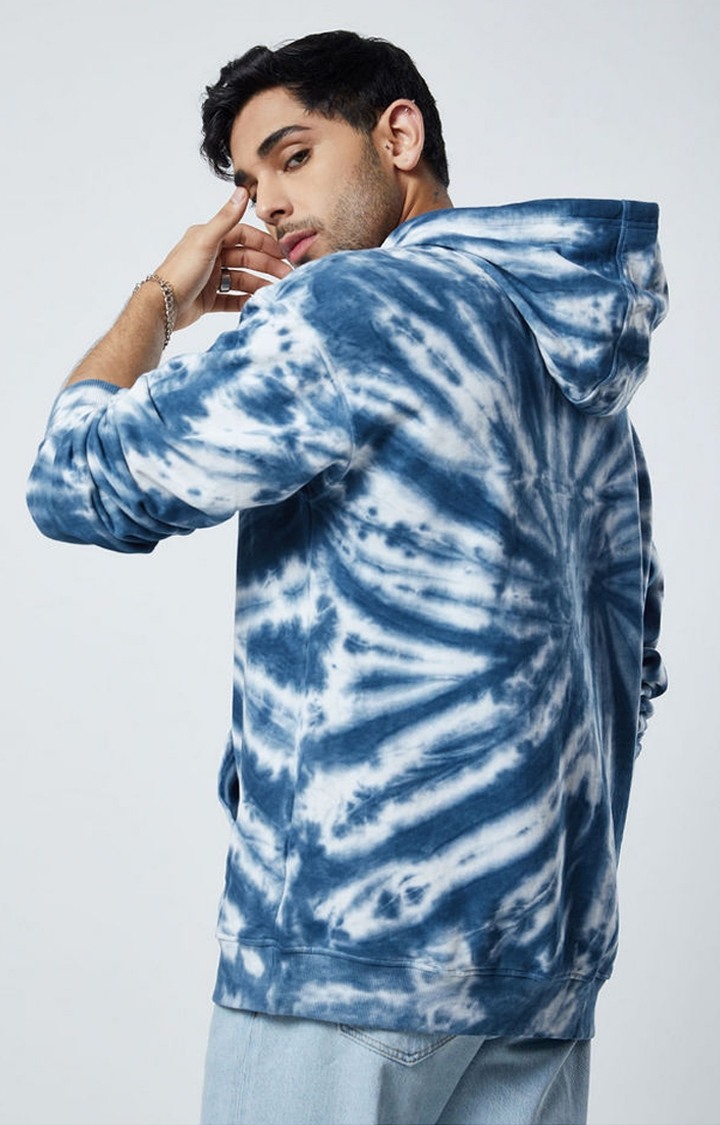 Men's Sapphire Swirl Blue Tie Dye Printed Hoodies