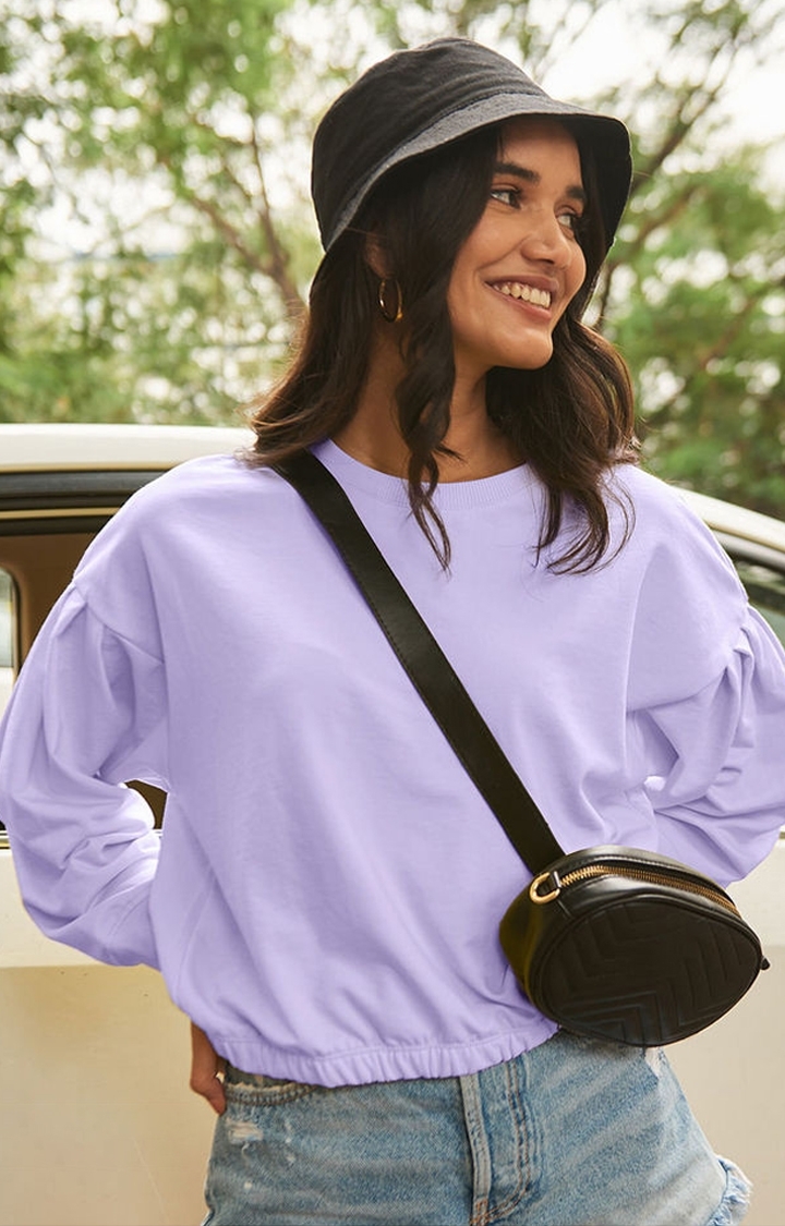 Women's Purple Solid Crop Top