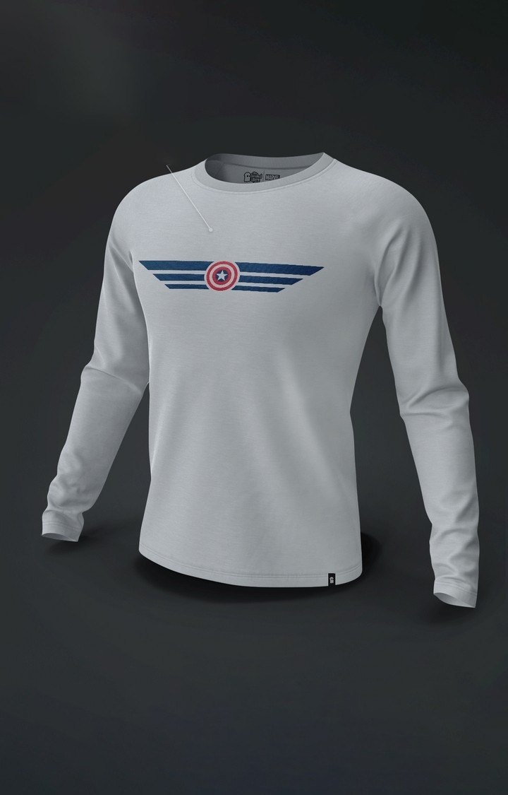 Men s Sweat Activated Captain America Grey Printed Regular T Shirt