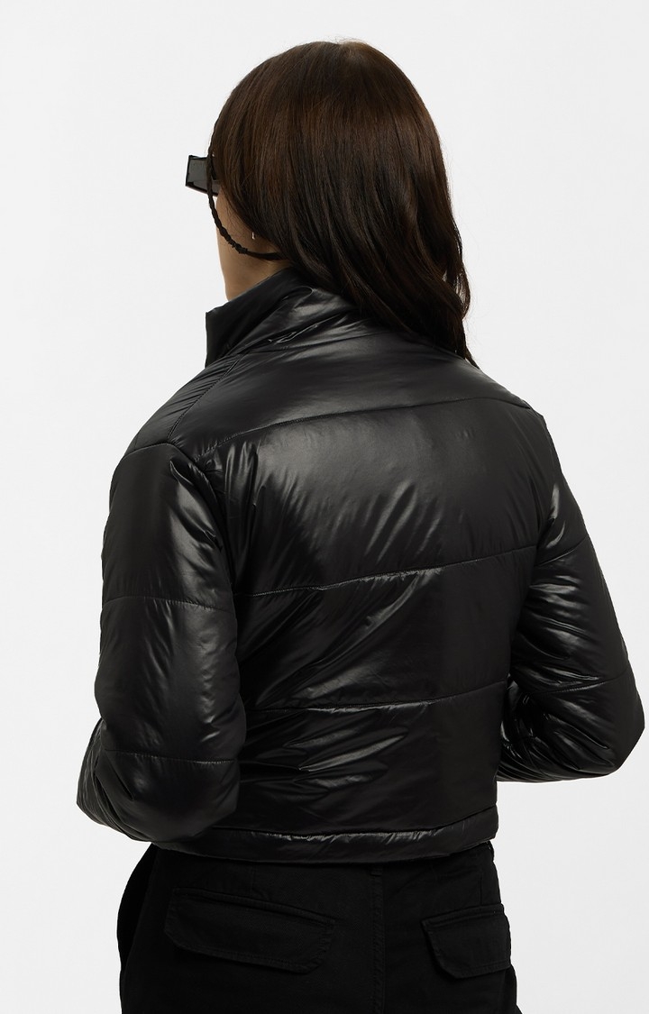 Women's Solids: Black Women's Puffer Jackets