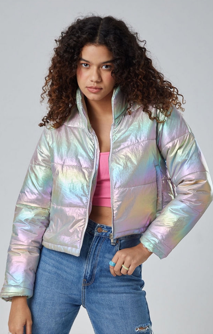 Women's Multicolour Solid Bomber Jacket