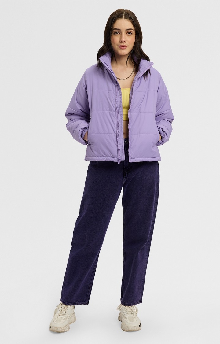 Women's Solids: Purple Women's Puffer Jackets