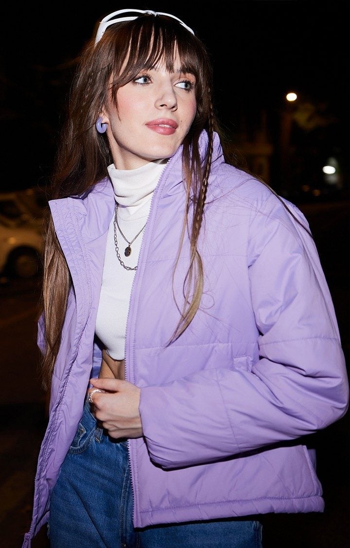 Women's Solids: Purple Women's Puffer Jackets