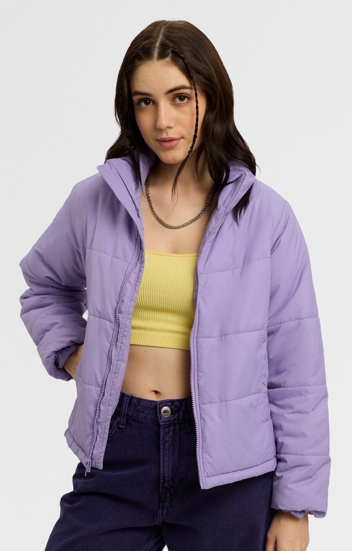 The Souled Store | Women's Solids: Purple Women's Puffer Jackets