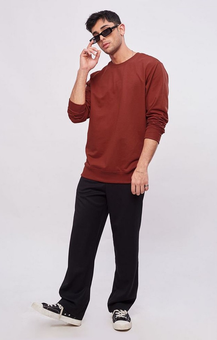 Men's Red Solid Sweatshirts