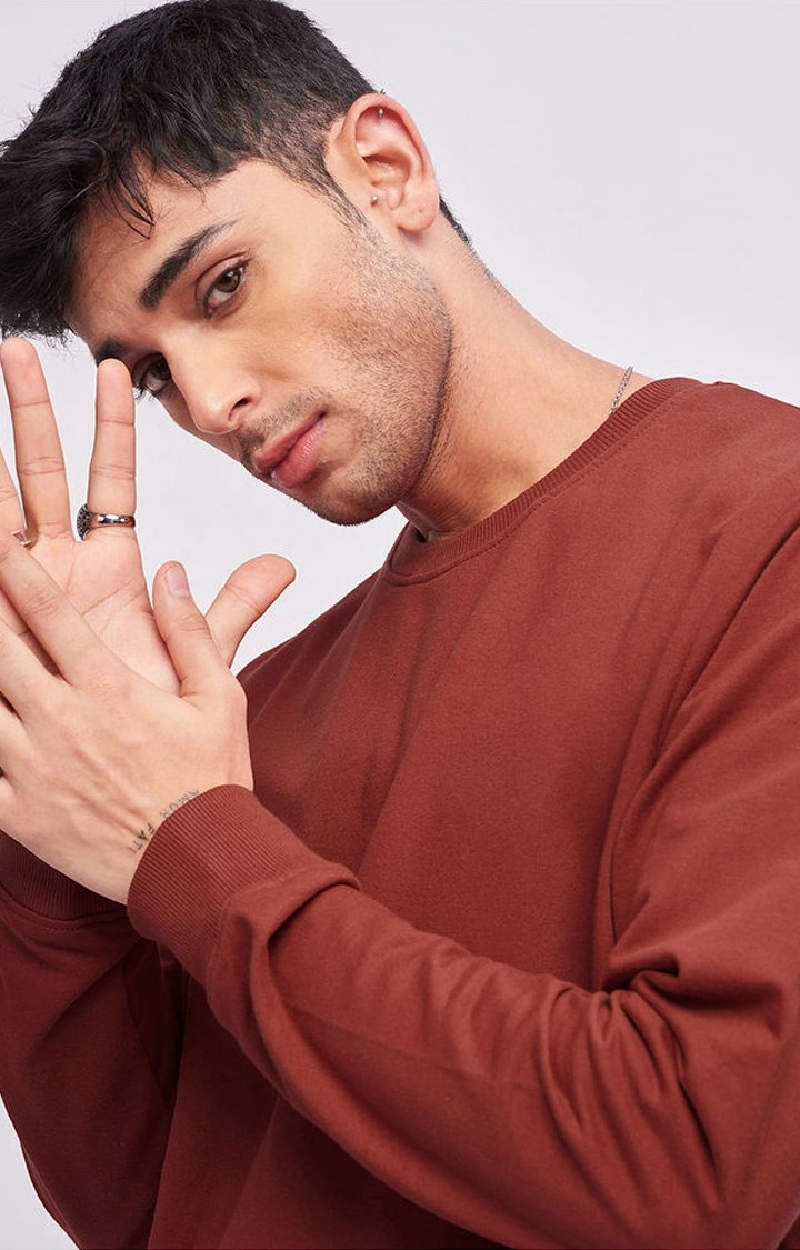 Men's Red Solid Sweatshirts