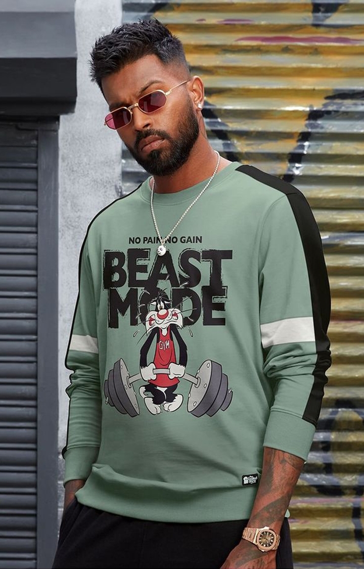 The Souled Store | Men's Looney Tunes: Beast Mode Green Printed Sweatshirts