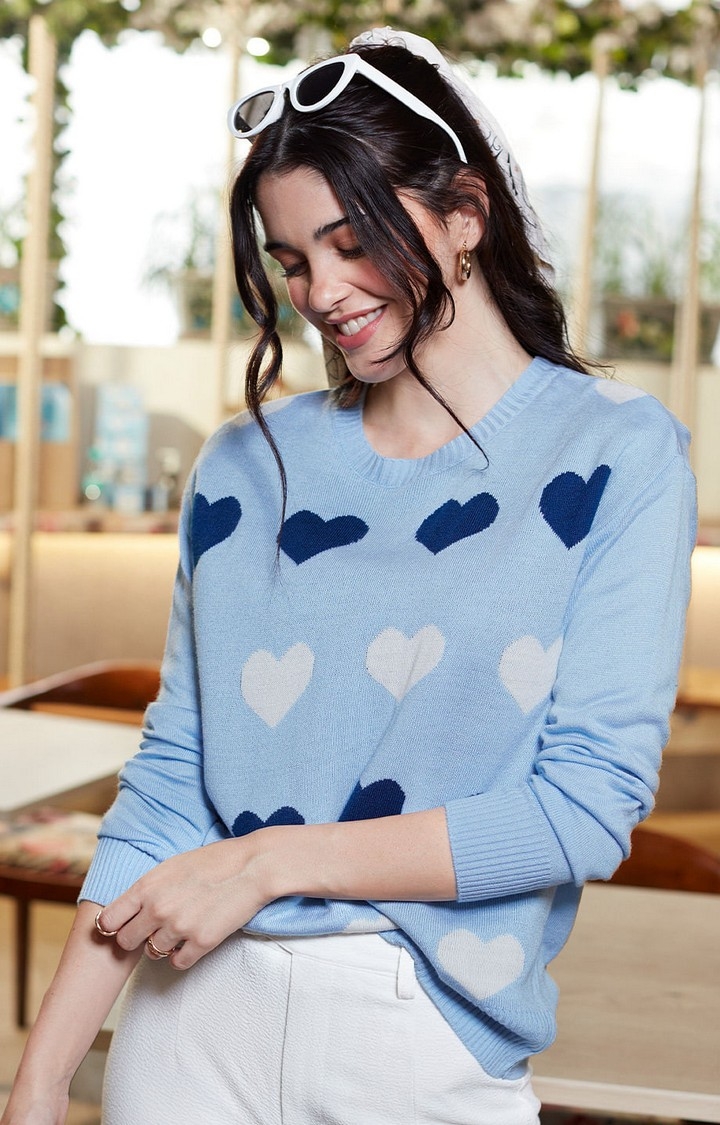 Women's Knitted Sweater: Hearts Women's Knitted Sweaters