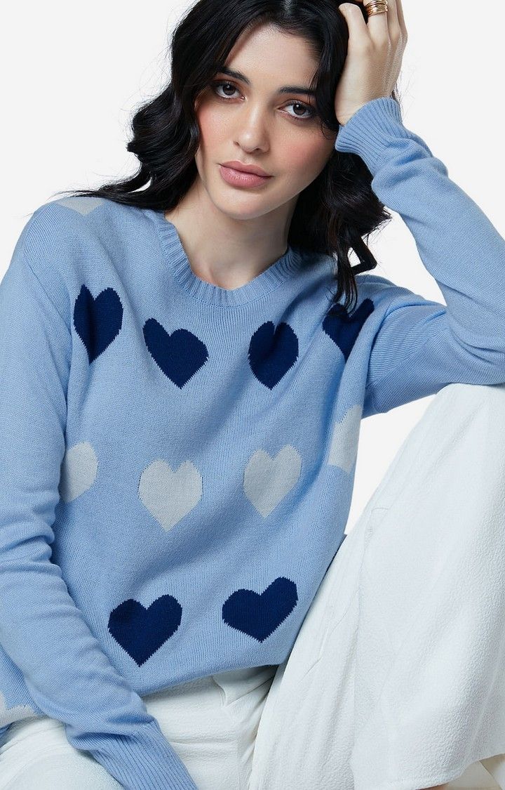 Women's Knitted Sweater: Hearts Women's Knitted Sweaters