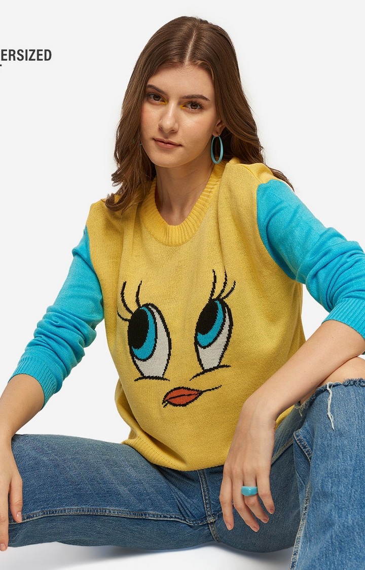 Women's Looney Tunes: Cute Tweety Women's Cropped Sweaters