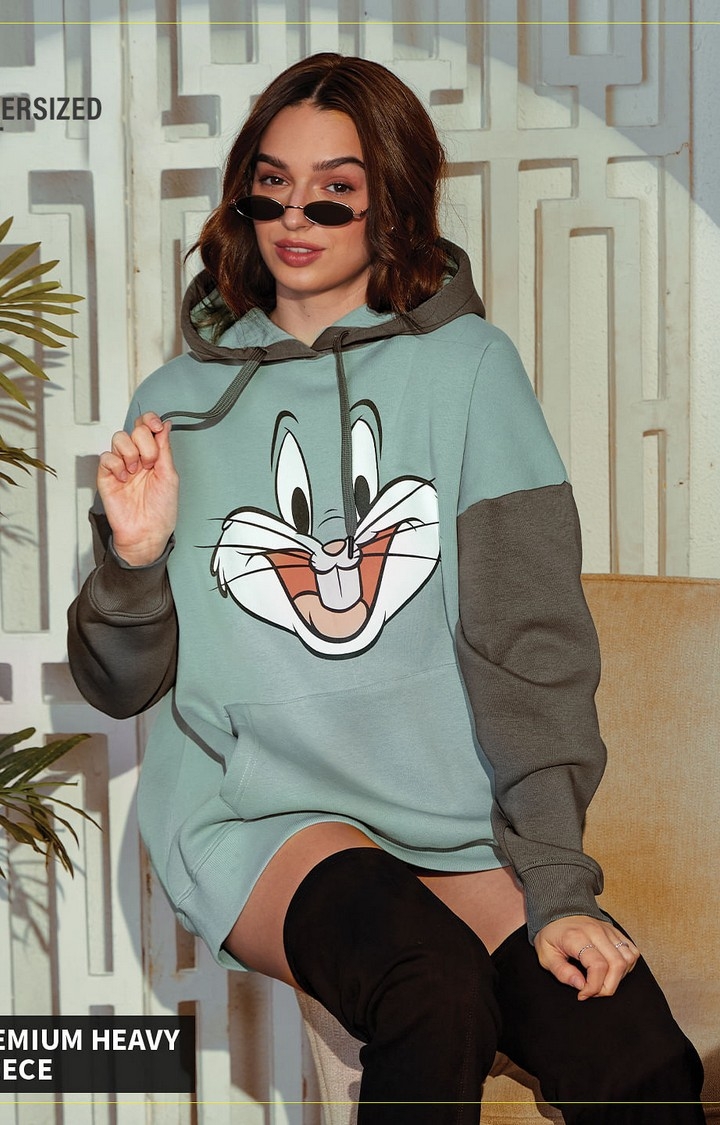 The Souled Store | Women's Looney Tunes: Bugs Bunny Face Women's Oversized Hoodie